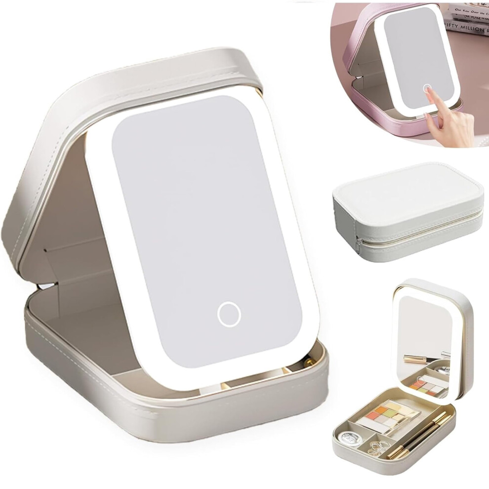 Portable vanity mirror with integrated cosmetic storage and