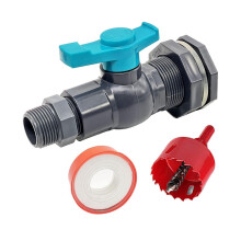 Rain Spigot Kit with Hole Saw PVC Bulkhead Ball Valve