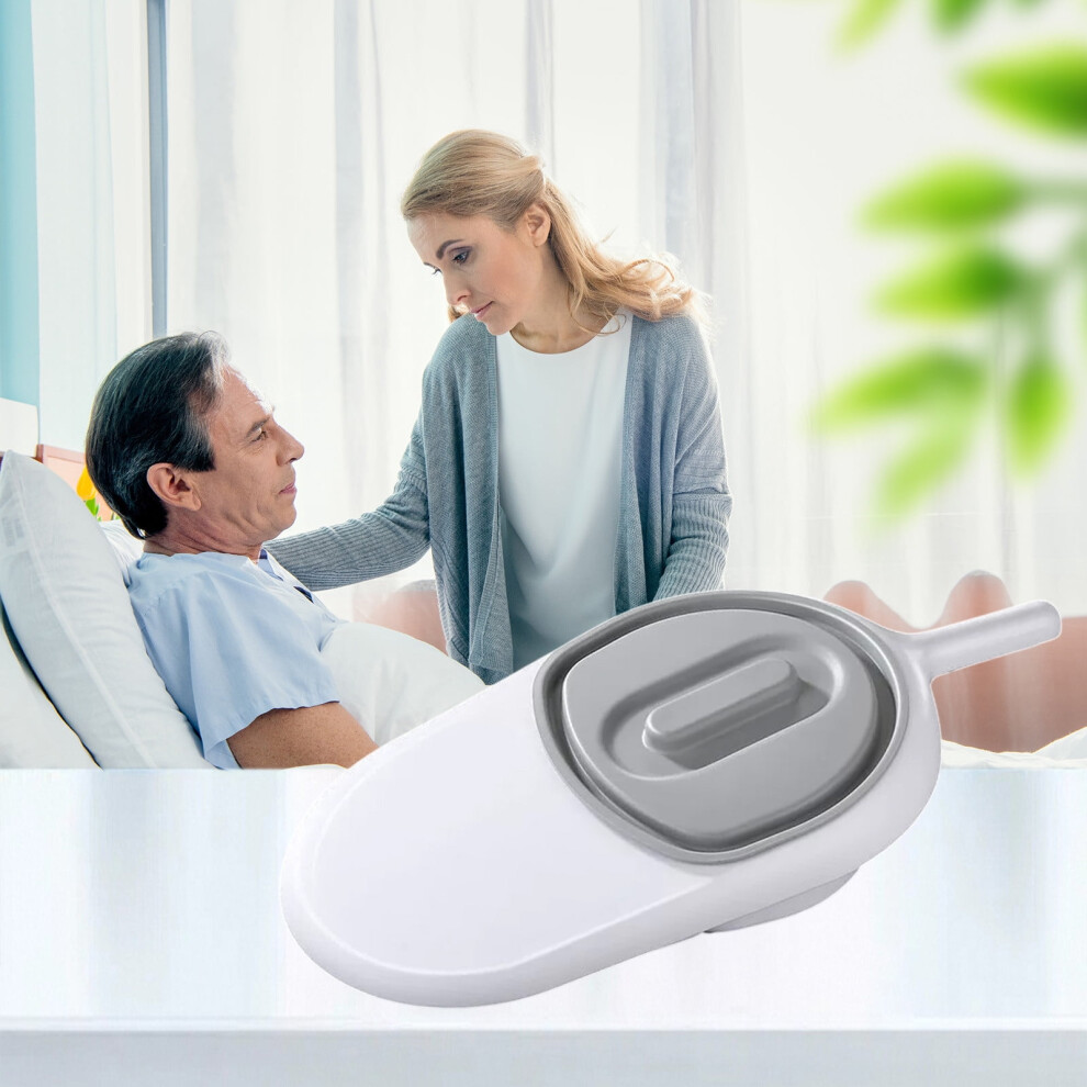 Plastic Bedpan with Lid Gray Contoured Design 1 pc