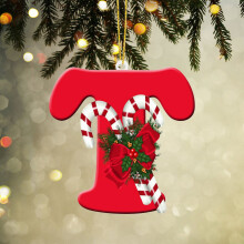Christmas Ornament Personalized Acrylic Letter 3.9 in Red