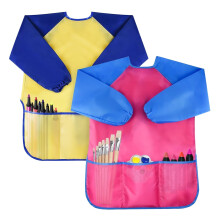 Colorful DIY Kids Painting Apron with Long Sleeves and 3
