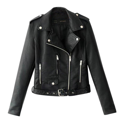 Women's Plus Size Black Zip-Up Jacket with Notched Lapel L