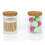 Conjunto de 3 potes de vidro transparente para banheiro com tampas e bandeja. 1