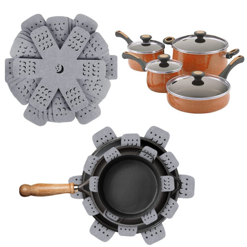 Pot & Pan Protectors Non-Slip Stackable 12 Pcs