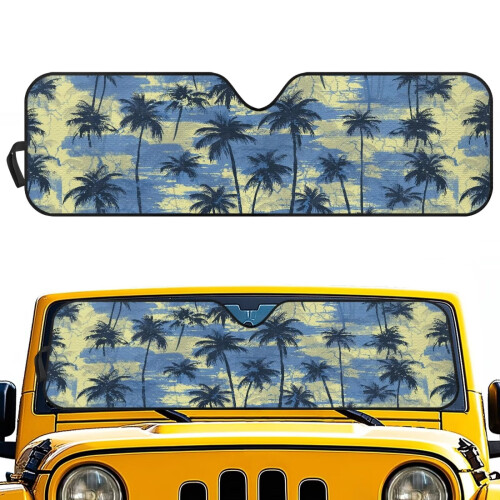 Jeep Windshield Sunshade UV Heat Blocking Coconut Tree