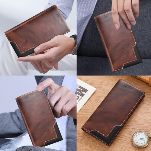 Cowhide Vintage Bifold Wallet RFID Blocking 12 Card Slots 1