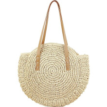 Borsa tote da donna grande in paglia di mais intrecciata a mano