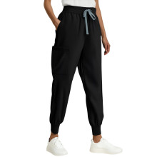 Calça feminina preta para viagem, cintura alta e elástica com ajuste em 4 direções.
