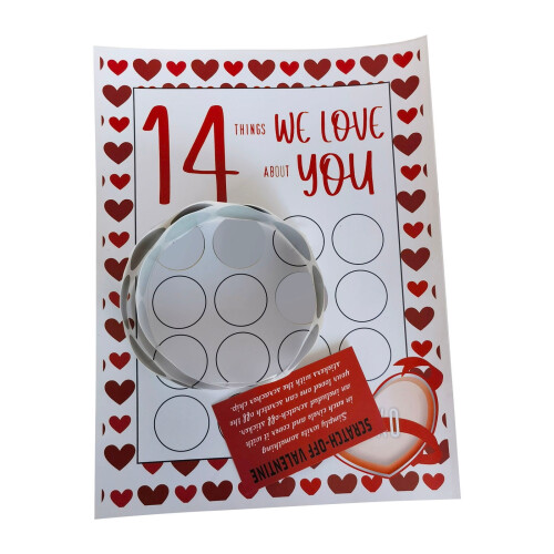 Valentine's Scratch-Off Cards 8x11" 14 Things We Love About