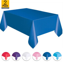 Blue Plastic Tablecloth Rectangle 6 ft x 4.5 ft 2-Pack