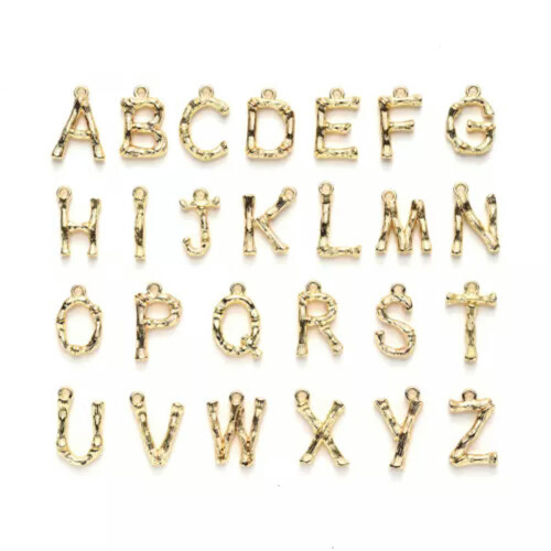 Bamboo Alphabet Letter Charm 18K Gold Plated Initial