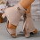 Beige women's open-toe sandals flock platform 1 pair 8