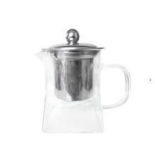 Glass Teapot with Stainless Steel Infuser Square Ergonomic