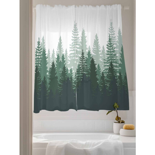 Green Forest Sheer Curtains 52x63 in Light Filtering Voile 2