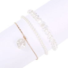Pearl Jewelry Set Beach Holiday Anklet Bracelet 3-Piece