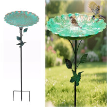 Folcadán Éan Duilleog Miotail le Pola Colibri agus Babhla Gealbhain