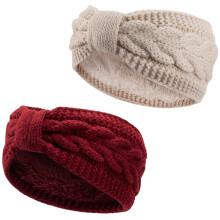 Fascia per capelli invernale in maglia intrecciata con trecce e fodera interna morbida (2 pezzi)