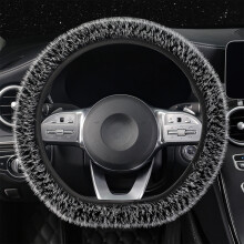 Steering Wheel Cover Anti-Slip Fuzzy Plush Velvet 1 Pack