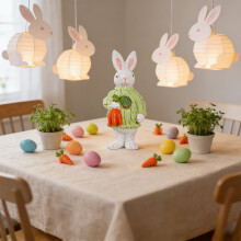 Karymi Easter Bunny Resin Decoration Pink Green