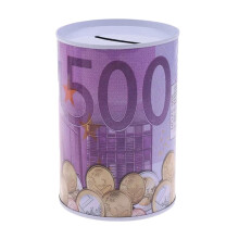 Coin Canister Tinplate Cylinder Money Jar 1 Piece