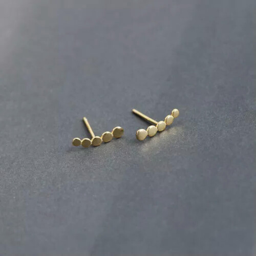 Sterling Silver Round Disc Climber Earrings A4483-Gold 2