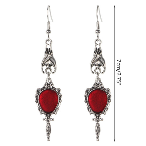 Vintage silver bat drop earrings Gothic punk Halloween 1