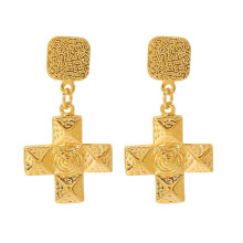 Cross Earrings Alloy Retro Palace Style 1 Pair