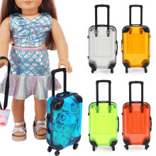 Mini-Rollkoffer für Kinder, weiß, 4-rädrig, transparent
