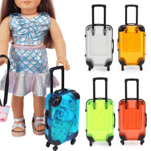Mini-Rollkoffer für Kinder, weiß, 4-rädrig, transparent