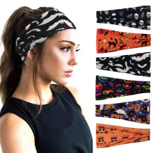 Halloween Headband Women Elastic Pumpkin Hair Band 6 Pack