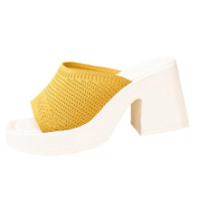 Women's Yellow Casual Fish-Mouth Sandals Slip-On Platform