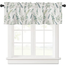 Farmhouse Eucalyptus Leaf Kitchen Valance Sage Green 54x18