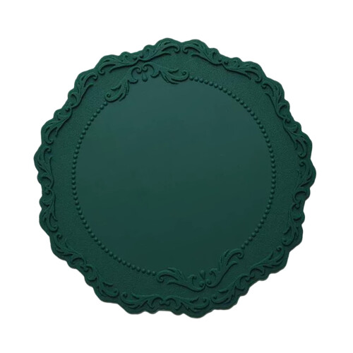 Round silicone placemat vintage embossed heat resistant