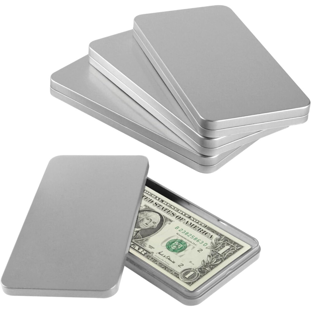 Metal Dollar Bill Holder Cash Box With Lid 4 Pack Silver 9027700669567