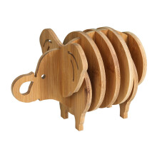 3D Elephant Bamboo Trivet Mat Heat-Resistant 1 Piece