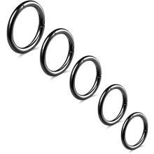G23 Titanium Nose Rings 16G-20G Hinged Clicker Hoops 6-10mm
