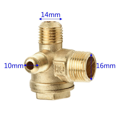Brass 3-Port Male Thread Check Valve for Air Compressor 1PC