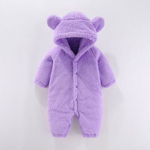 Macacão de lã com capuz e orelhas de urso para bebês de 3 meses 1