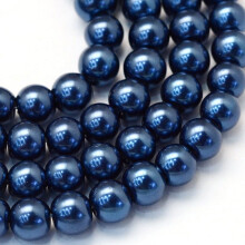 Marine Blue Pearlized Glass Beads Round 10~11mm 85 pcs