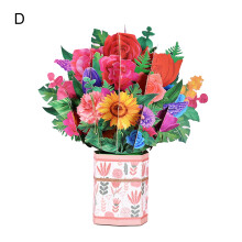 Carte pop-up 3D avec bouquet de fleurs pour la fête des mères ou un anniversaire