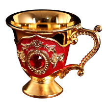 White Metal Alloy Wine Glass Classic Pattern Gemstone Decor