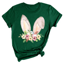 Dames T-shirt met paashaas en bloemenprint, groen, plus size 2XXL