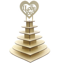 Houten hartvormige chocolade displaystandaard met 7 lagen