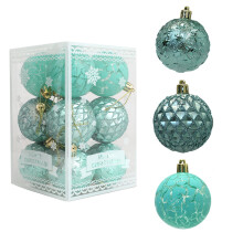 Green Christmas Ball Ornaments Plastic 12 pcs