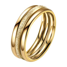 Titanium Wedding Band Set Gold Silver Plated 3 Pc