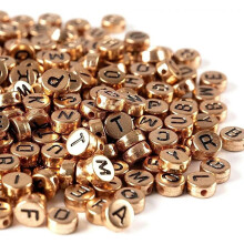 Buchstabenperlen Roségold, 7 mm, vergoldet, 1000 Stück
