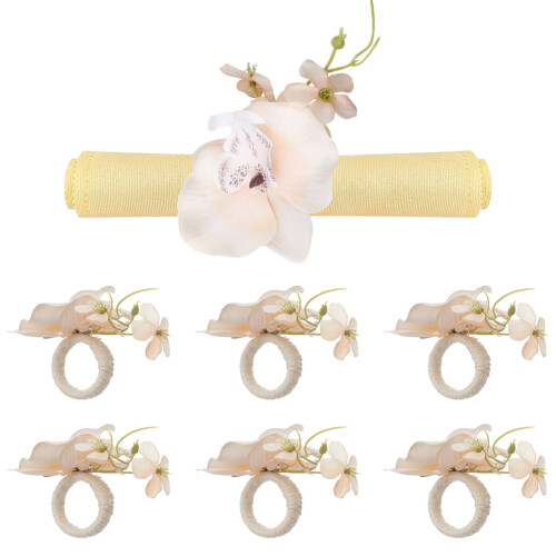 Ronds de serviette en forme de fleur de Phalaenopsis (6 pièces)