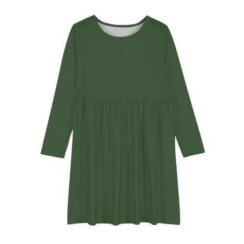 Robe de princesse vert olive coupe trapèze pour adolescentes, longue 2