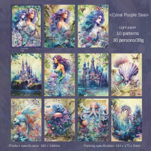 Mermaid Theme Scrapbook Paper Underwater Fantasy 30 Sheets