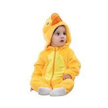 Unisex Baby Plush Duck Hooded Romper Yellow 3 Months